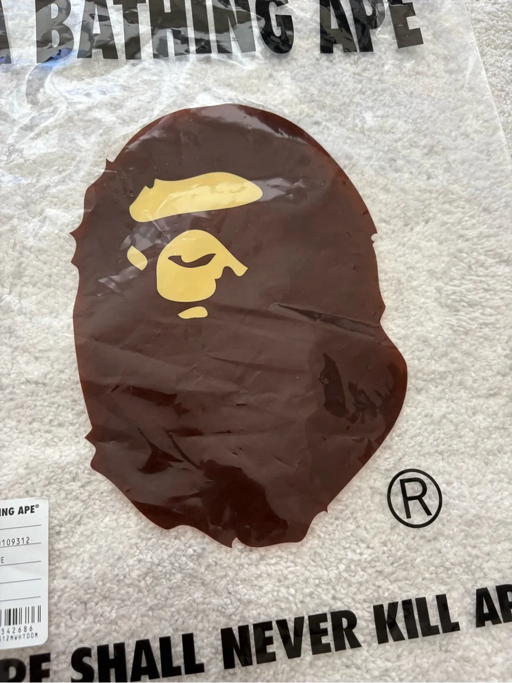 BAPE Bathing Ape Clear Plastic Zip top Bag with Ape Logo